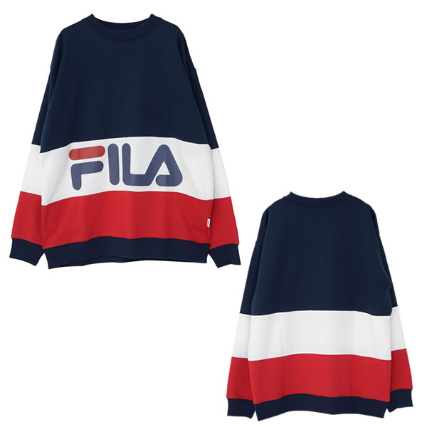 フィラ FILA メンズ 切り替えトレーナー ネイビー M Lサイズ