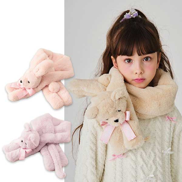 メゾピアノ mezzopiano ぬいぐるみフェイクファーマフラー マフラー ファー ブランド ベージュ ライトピンク ラベンダー フリーサイズ