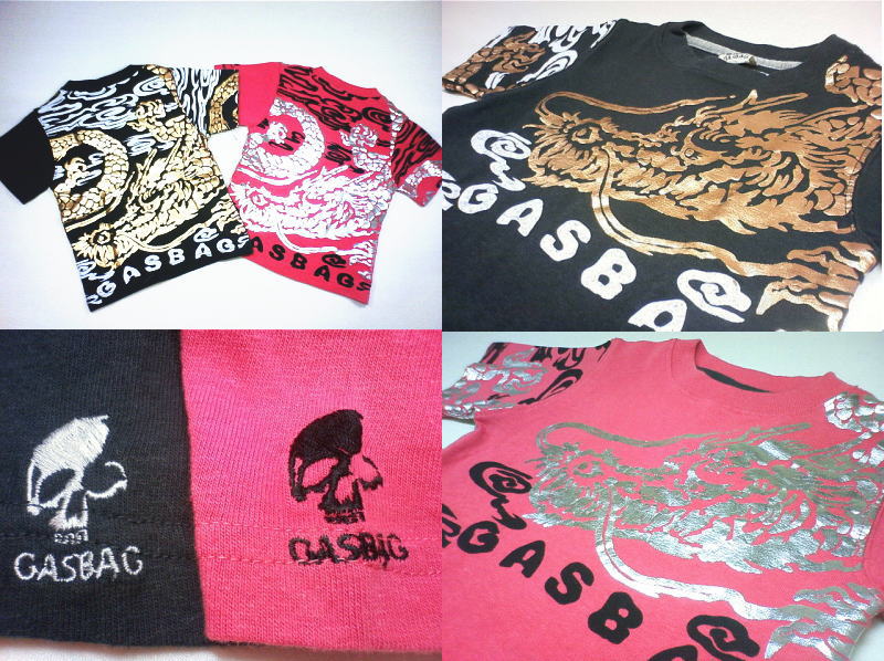 ☆セール☆GASBAG（ガスバッグ）★和柄のぼり龍箔プリントTシャツ