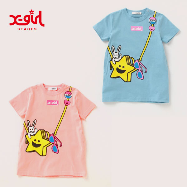 X-girl Stages エックスガール ステージス ポシェット風プリントワンピース ベビー キッズ ジュニア 80 90 100 110 120 130 140 cmのサムネイル