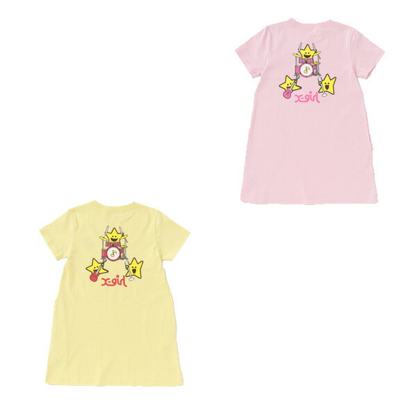 X-girl Stages エックスガール ステージス バンドキラッキーワンピース 90 100 110 120 130 140cm ベビー キッズ ジュニアのサムネイル