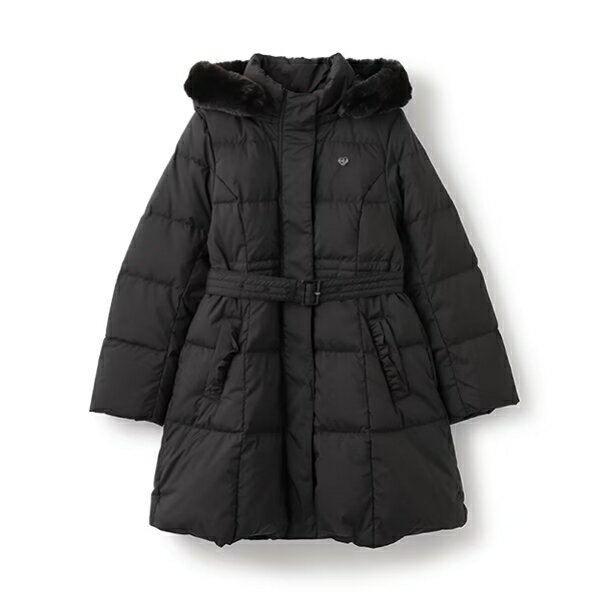 mezzo piano junior メゾピアノジュニア はっ水 ベルトつきリボンポケットロングダウン クロ ブラック アウター コート 140 150 160...