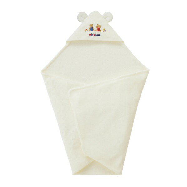 MIKI HOUSE 正規取扱店 / ミキハウス ピュアベールミキハウスベアアフガン（おくるみ） くま 木馬 白 ベビー