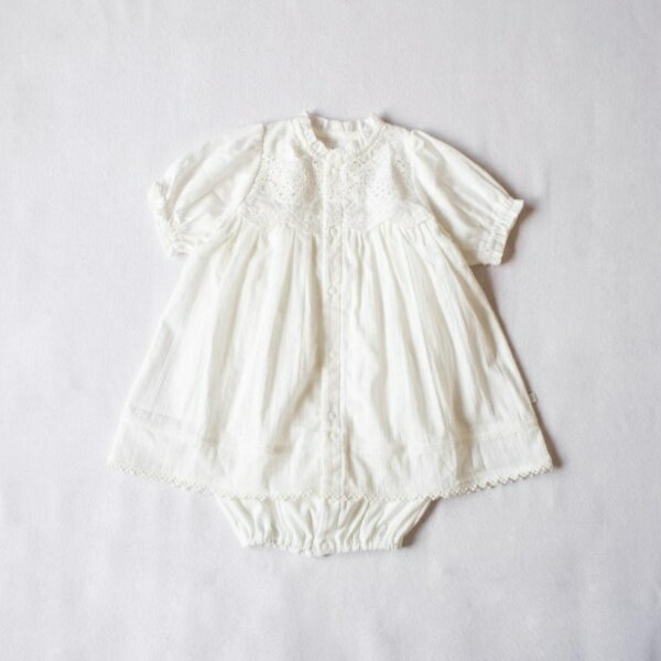 mocmof モクモフ アンティークセレモニーオール 半袖 ホワイト 白 50 60 70cm ベビー