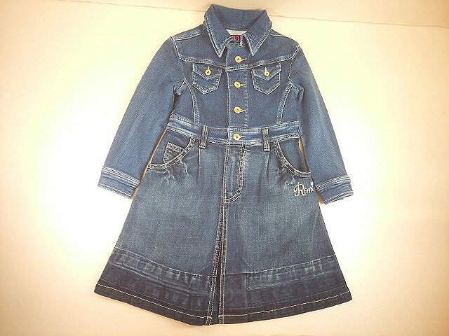 半額処分 値下げ SALE セール RONI ロニィ スウェットデニム ストレッチデニム リメイク風コンビコート 送料無料ワンピース/ニコプチ/長袖/110cm...