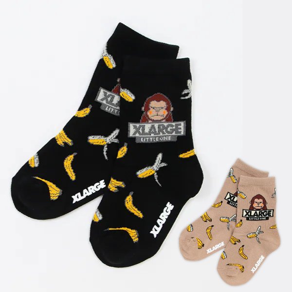 XLARGE KIDS エクストララージ キッズ バナナファニーゴリラクルーソックス 靴下 13 14 15 16 17 18 19 20 21cm キッズ