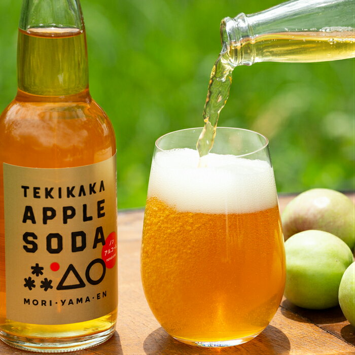 もりやま園 テキカカアップルソーダ330ml×6本｜TEKIKAKA APPLE SODA ノンアルコール 炭酸 炭酸水 強炭酸 ソーダ りんご 砂糖不使用 酸化防止剤・保存料不使用 りんごジュース りんごソーダ 青森県弘前市産りんご使用 国産