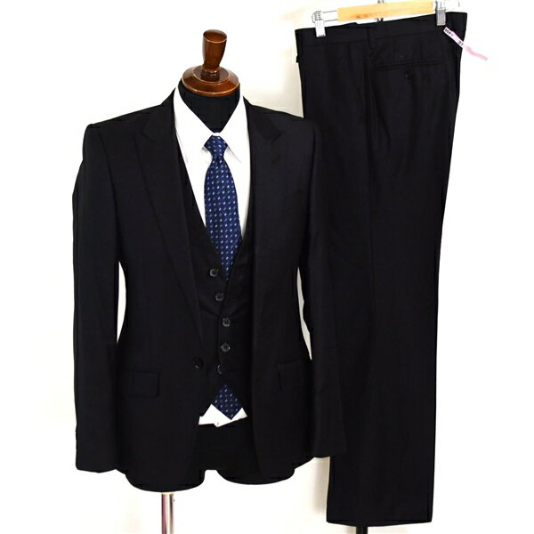 DIABRO 3ピース 1つボタン シングルスーツ S Y4 ブラック ノータック アジャスターなし ブラックスーツ 合物 春夏秋 6XA065 【送料無料】【中古】【メンズビジネス】202601