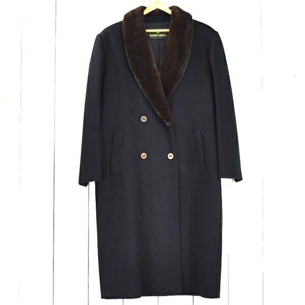 Rakuten - 【10％OFF】レディース）タニノクリスチー TANINO CRISCI カシミヤ100％ 襟元ファー 4つボタンダブル チェスターコート L ブラック / 6TA057 【スーパーSALE】【送料無料】【中古】【レディースビジネス】202601