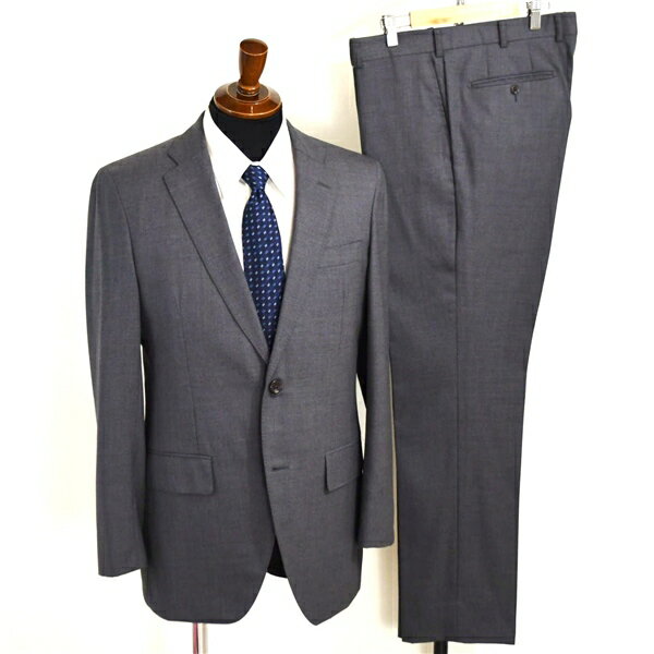 麻布テーラー 2つボタン シングルスーツ M A6 ダークグレー ノータック 袖口4つ釦 本切羽 azabu tailor 夏物 春夏 薄手 6XA111 【送料..