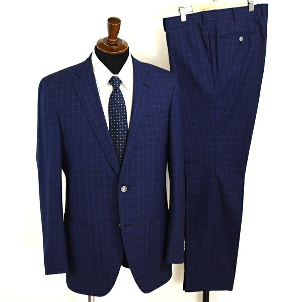 Trousers, Bottoms - 麻布テーラー 2つボタン シングルスーツ L A7 ダークネイビー チェック ノータック 開き見せ azabu tailor 夏物 春夏 薄手 6XA122 【送料無料】【中古】【メンズビジネス】202601