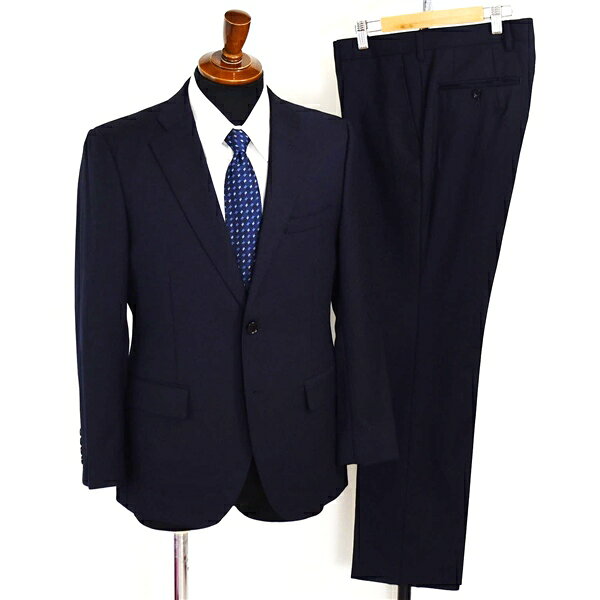 ダーバン 2つボタン シングルスーツ M YA5 ダークネイビー ストライプ ノータック 袖口4つ釦 開き見せ 25210675-39 合物 春秋 6XB082 【送料無料】【中古】【メンズビジネス】202602