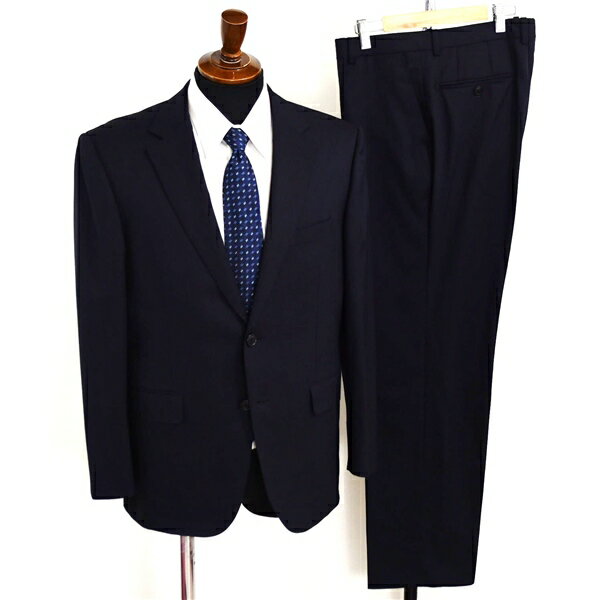 パーソンズ フォーメン 2つボタン シングルスーツ L BE5 ダークネイビー ノータック 袖口3つ釦 開き見せ PER85S2B 夏物 春夏 薄手 6XB1..