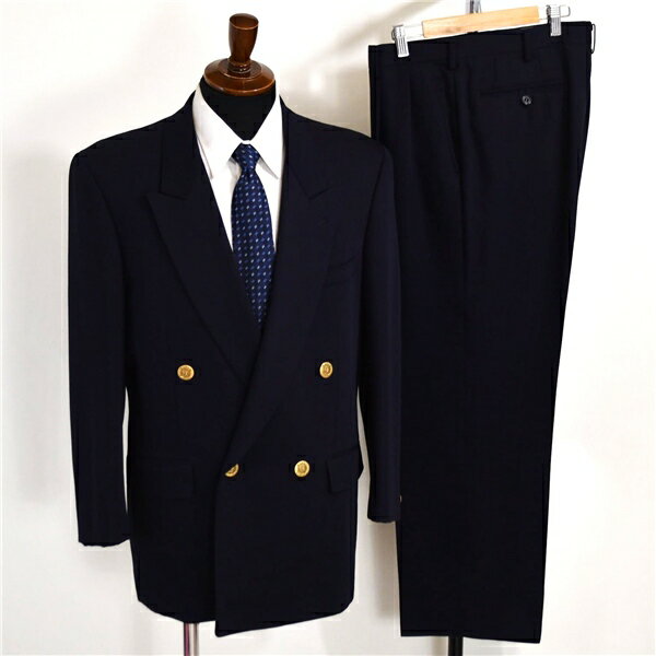 COSTENNA 4つボタン ダブルスーツ M AB5 ダークネイビー 袖口3つ釦 開き見せ 6575 夏物 春夏 6XB049 【送料無料】【中古】【メンズビジ..