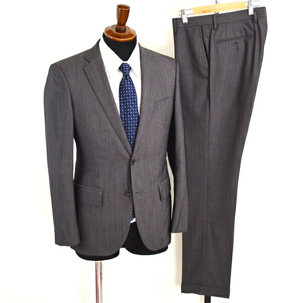 アローズ green label relaxing シルク混 2つボタン シングルスーツ M Y5 ダークグレー ストライプ ノータック 3121-199-1569 春秋 6XC057 202603
