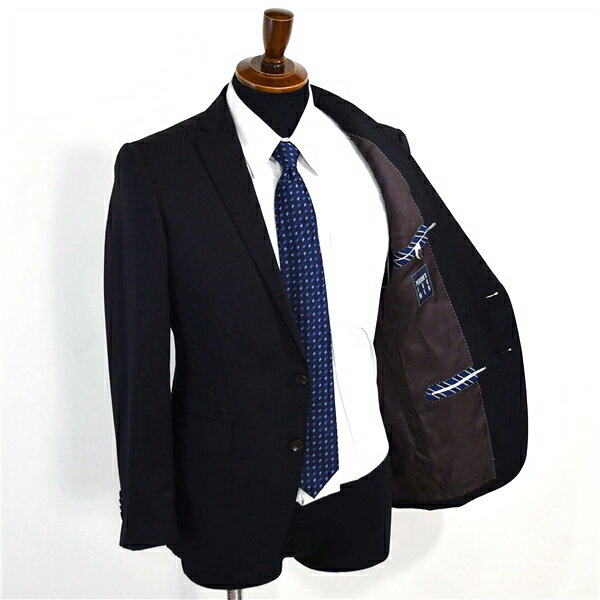 CODE STYLEのパーソンズ フォーメン 2パンツ 2つボタン シングルスーツ M A4 ブラック ストライプ ノータック 開き見せ 11522012 合物 春秋 6XD134 【送料無料】【中古】【メンズビジネス】202604｜アングル2