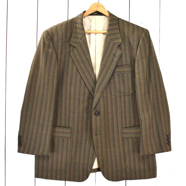 TED LAPIDUS 2つボタンシングル ジャケット M ダークブラウン グラフチェックシャドーストライプ 春秋冬対応 開き見せ 07402-55523 6TI116 【送料無料】【中古】【メンズビジネス】202609