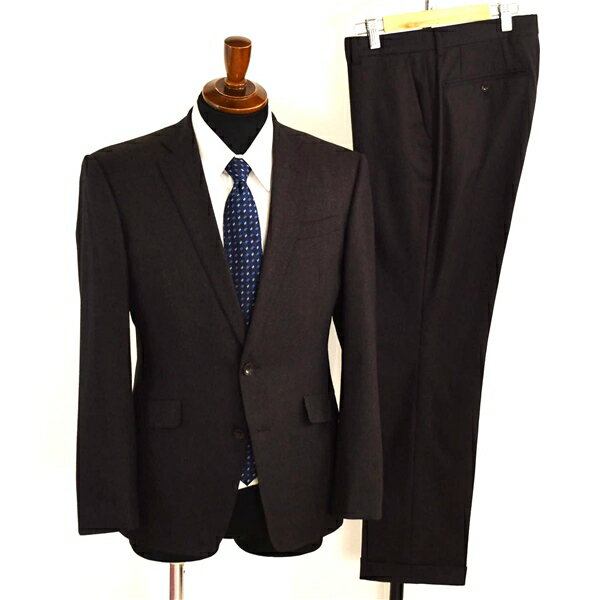 スーツセレクト 伊製 120's生地 2つボタン シングルスーツ S A4 ダークブラウン ノータック 袖口4つ釦 開き見せ BLS1609 春秋 5XK003 ..