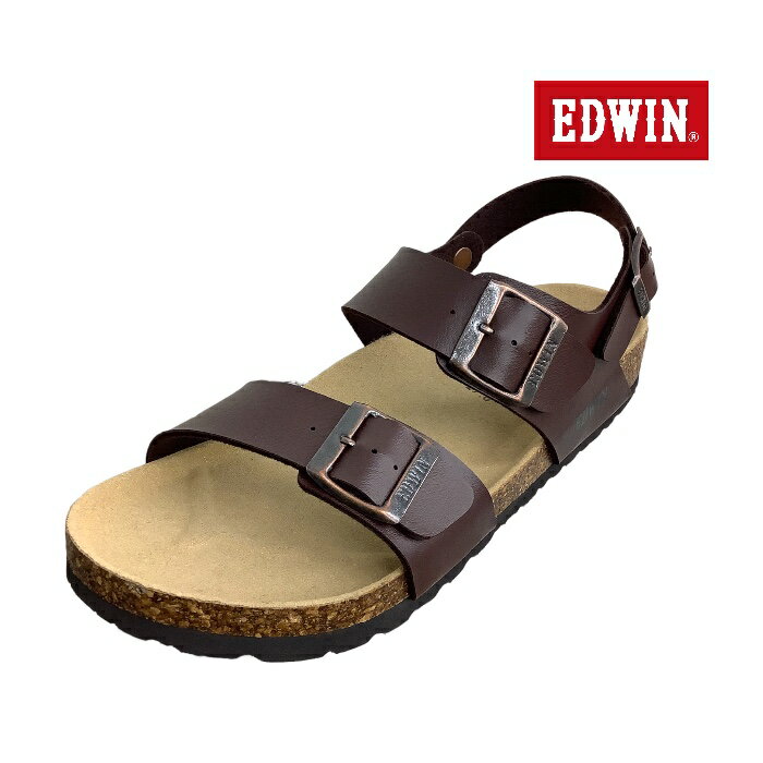 【エドウィン　EDWIN　EB1002　DARK BROWN　ダークブラウン】メンズ　バックベルト　フットベットサンダル　コンフォートサンダル　サンダル　靴　キャンプ 　アウトドア　サマー