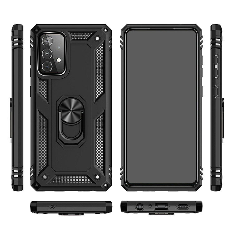 Samsung Galaxy A52 5G ケース/カバー スタンド機能 リング付き 2重構造 耐衝撃 TPU シンプル サムスン ギャラクシー A52 5G SC-53B ハードケース/カバー おすすめ おしゃれ 一体型スマホリング付き スマフォ スマホ スマートフォンケース/カバー