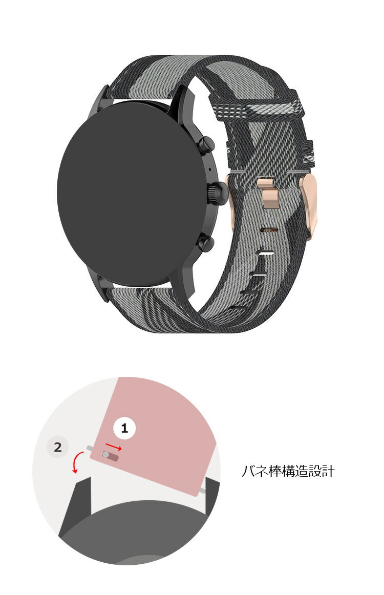 TicWatch GTH/TicWatch E3/Ticwatch C2+ バンド ベルト ナイロン バンド幅 20mm 交換リストバンド/交換バンド/交換ベルト おすすめ ソフトバンド ナイロンバンド Mobvoi
