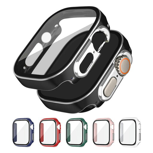 Apple Watch Series 9/8/7/Ultra 2/1 ケース カバー メッキ 強化ガラス(ガラスフィルム)付き 全面保護 液晶保護ケース アップルウォッチ シリーズ9/8/7/ウルトラ2/1 41mm/45mm/49mm 単色/クリア フィルム一体 ハードケース Apple Watch Series 9/8/7/Ultra 2/1 ケース カバー メッキ 強化ガラス(ガラスフィルム)付き 全面保護 液晶保護ケース アップルウォッチ シリーズ9/8/7/ウルトラ2/1 41mm/45mm/49mm 単色/クリア フィルム一体 ハードケース