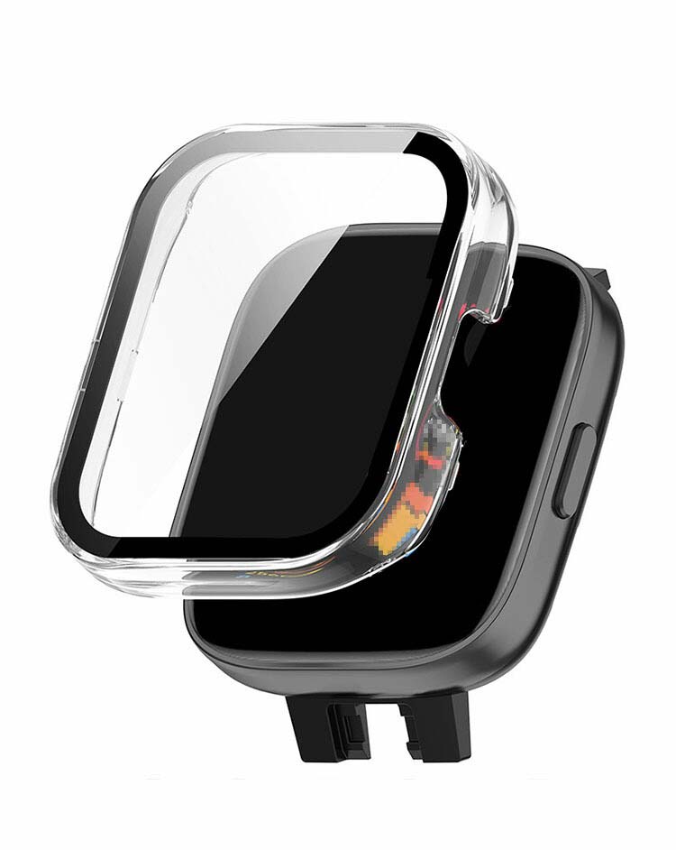 Redmi Watch 3 ケース カバー 強化ガラス（ガラスフィルム）付き 全面保護 液晶保護ケース シャオミ レッドミウォッチ3 単色/クリア フィルム一体 ハードケース