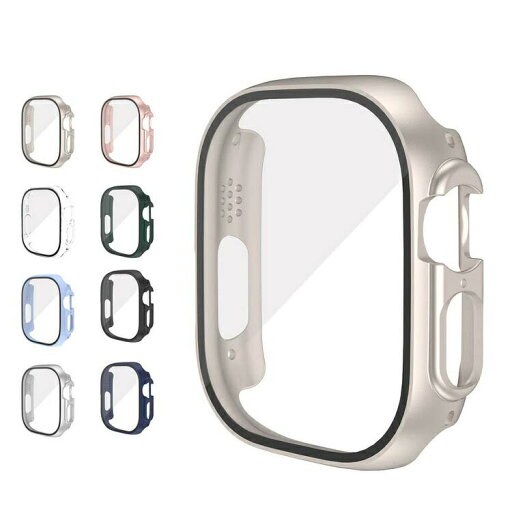 Apple Watch Ultra 2/1 ケース カバー 49mm 強化ガラス(ガラスフィルム)付き 全面保護 液晶保護ケース アップルウォッチ ウルトラ2/1 フィルム一体 ハードケース 単色/クリア 強化ガラス付き Apple Watch Ultra 2/1 ケース カバー 49mm 強化ガラス(ガラスフィルム)付き 全面保護 液晶保護ケース アップルウォッチ ウルトラ2/1 フィルム一体 ハードケース 単色/クリア 強化ガラス付き