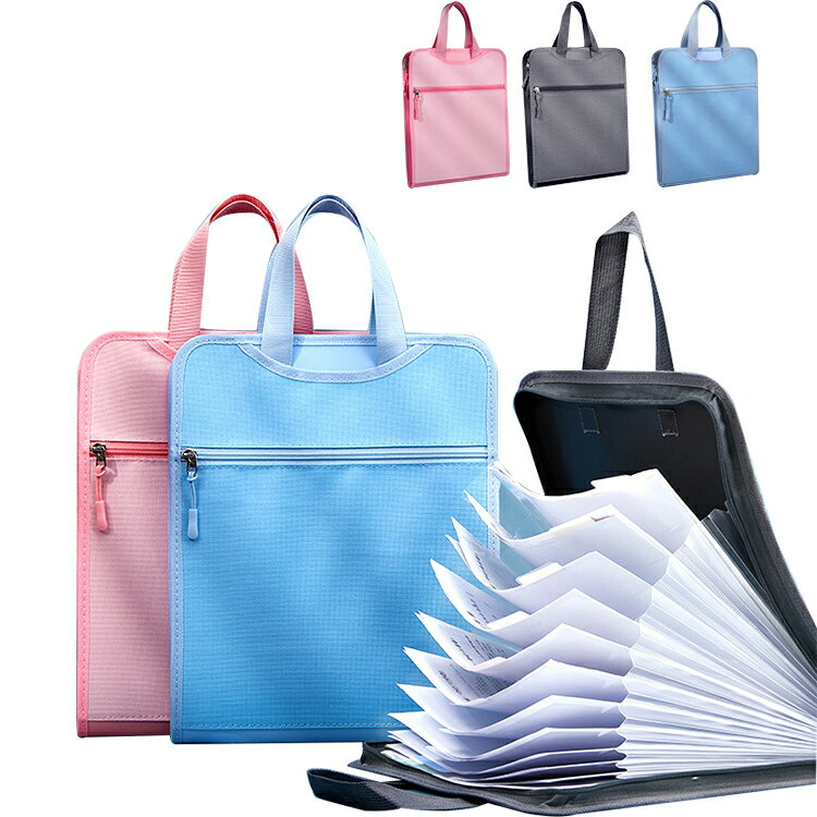 バインダー A4 ファイルケース 13ポケット アコーディオン式 蛇腹 多層フォルダ ファイルバッグ バッグ クリアホルダー 撥水 手提げ プリント収納 書類ケース 分類収納 持ち運び 撥水 書類整理 オフィス用品 学生 学校 通勤 / 通学