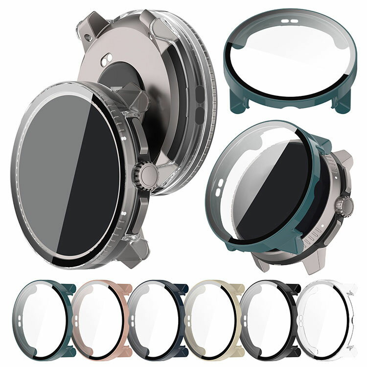 SUUNTO RACE S ケース カバー 液晶面強化ガラス 全面保護 液晶保護ケース 単色/クリア フィルム一体 ハードケース スント レースs 45mm