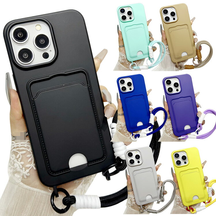 Rakuten - iPhone16 耐衝撃 ケース カバー TPU ソフトケース ストラップ付き 持ち手 ベルト スマホバンド 落下防止ベルト スマホベルト 片手操作 取っ手 カード収納付き iPhone 16 Plus/16 Pro/16 Pro Max アイフォン16/16プラス/16プロ/16プロマックス