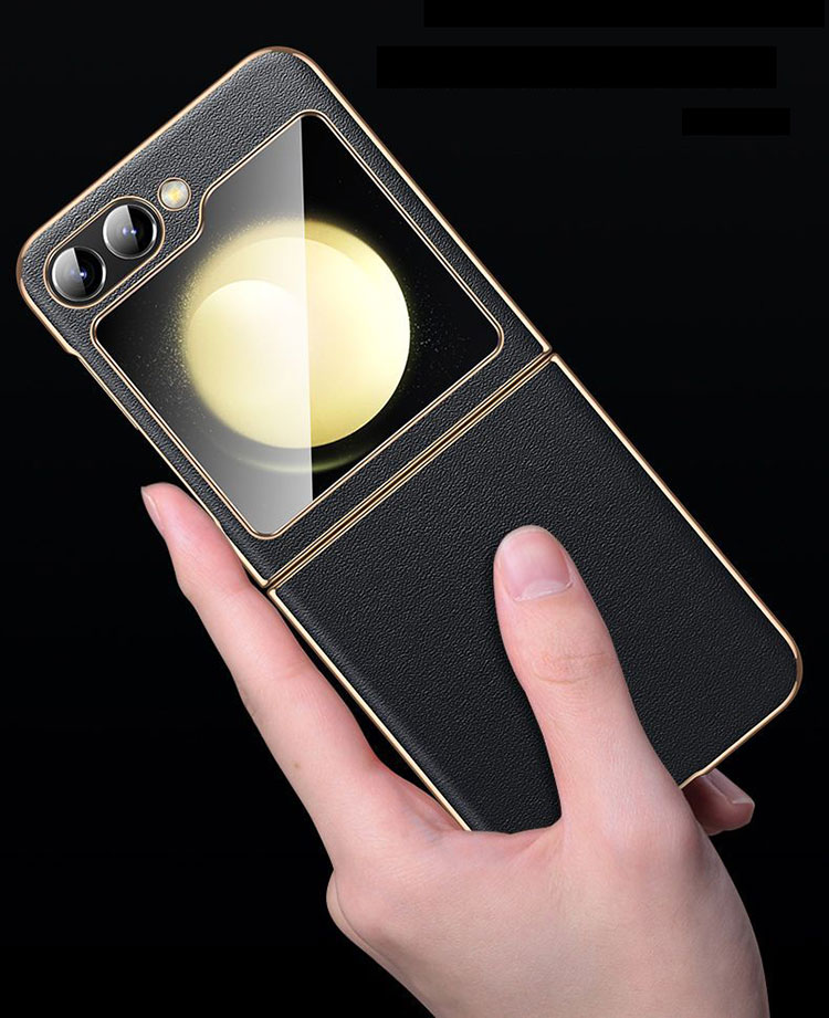 Galaxy Z Flip6 ケース カバー 折りたたみ型 メッキ PUレザー ストラップホール付き Samsung サムスン ギャラクシー Z フリップ6 保護ケース アンドロイド おすすめ スマートフォン/スマフォ/スマホケース