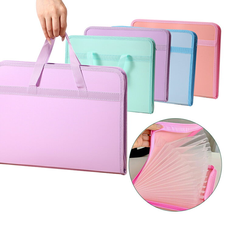 手提げタイプ バインダー A4 ファイルケース 13ポケット アコーディオン式 蛇腹 多層フォルダ ファイル..