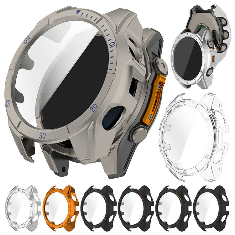 fenix8 Dual Power ケース 47mm 51mm カバー 液晶面強化ガラス 全面保護 液晶保護ケース 単色/クリア フィルム一体 ハードケース GARMIN ガーミン フェニックス8 デュアルパワー Fenix 8 Sapphire Dual Power 47mm 51mm