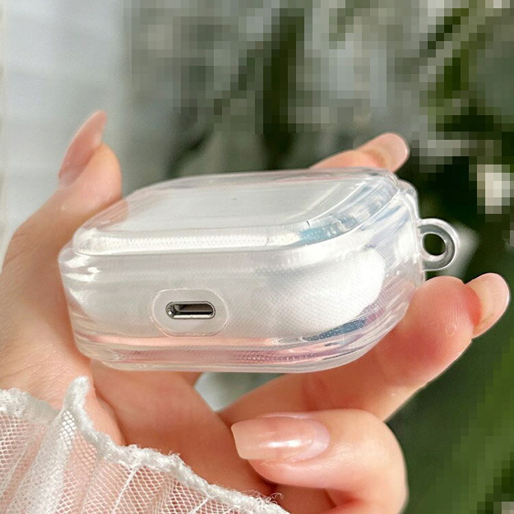 AirPods4 クリアケース AirPods 4 カバー クリア 透明 TPU シンプル カラビナ付き ...