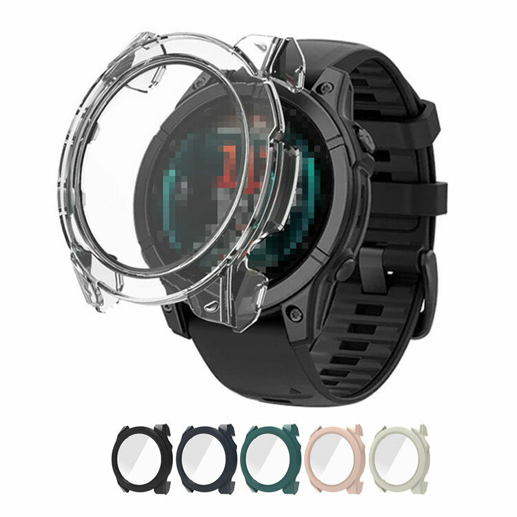 Garmin fenix E ケース fenixe 47mm カバー 液晶面強化ガラス 全面保護 液晶保護ケース 単色/クリア フィルム一体 ハードケース Garmin ガーミン フェニックスE