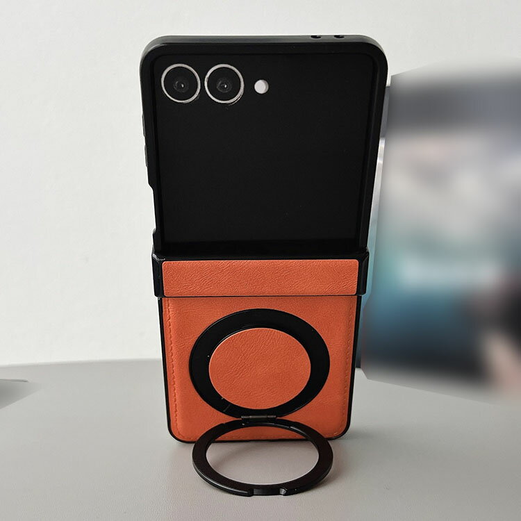 Galaxy Z Flip7 ケース 耐衝撃 カバー 折りたたみ型 Qi充電 ワイヤレス充電 対応 一体型スマホリング付き スタンド機能 PUレザー+プラスチック Samsung サムスン ギャラクシー Z フリップ7 保護ケース アンドロイド おすすめ おすすめ おしゃれ スマホケース スマホカバー