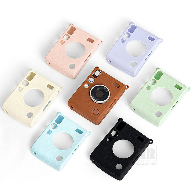 instax mini Evo ケース カバー シリコンケース 耐衝撃 シンプル ストラップホール...