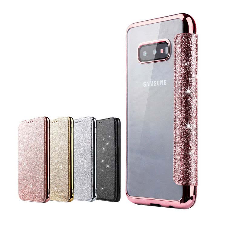 Samsung Galaxy S10/S10+/S10e ケース/カバー 手帳型 かわいい エレガント ラメ グリッター柄 きらきら ギャラクシー S10/S10+/S10e 手帳タイプ レザーケース/カバー おすすめ おしゃれ スマフォ スマホ スマートフォンケース/カバー