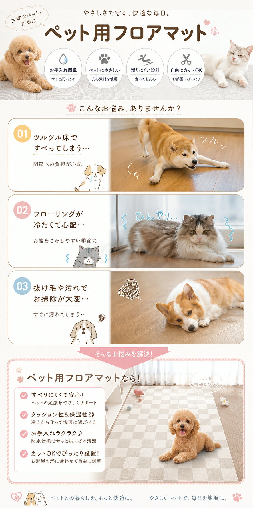 【10%OFF! マラソン限定！】【楽天1位】ペットマット フロアマット 犬 滑り止め ペ...