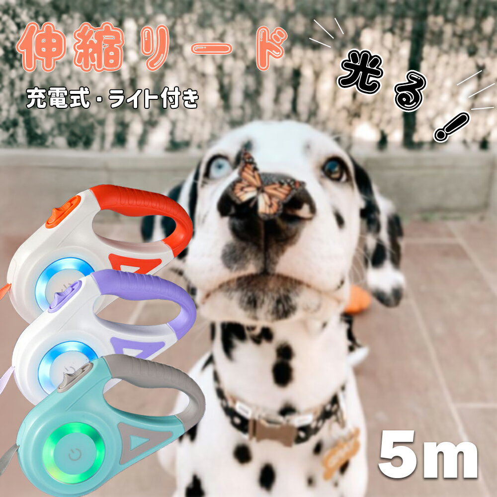 犬用リード 伸縮リード LEDライト リ