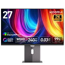 【抽選で最大100%ポイントバツク!】【10%OFFクーポン】KOORUI ゲーミングモニター 27インチ OLED WQHD 240Hz 0.03ms OD HDR400 有機EL(2560×1440) 99%DCI-P3 10Bit HDMI2.1 ブルーライト軽減 DisplayPort S2721XO