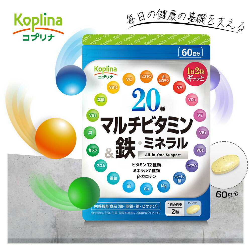 ＼目玉商品SALE 50OFF%〜／20種マルチビタミン&鉄・ミネラル 120粒 60日分【つるっと飲みやすい小粒 栄..