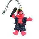 おに太郎 ストラップ ハンドメイド |赤鬼 魔除け 着物 リメイク 和雑貨 アクサセリー 手作り 古布 手芸 オリジナル 縁起物 節分