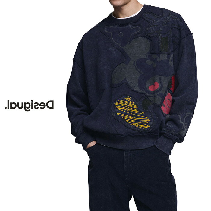 Desigual デシグアル メンズ 裏起毛 トップス スウェット スエット トレーナー ミッキー ディズニー コラボ おしゃれ カジュアル イン..