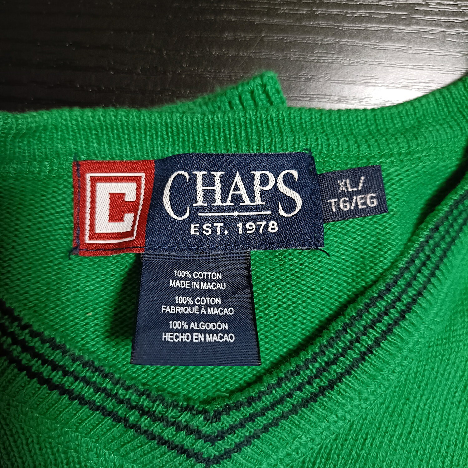 【USED】CHAPS Ralph Lauren V NECK COTTON KNIT SWEATER/チャップス ラルフローレン Vネック コットンニットセーター/XL