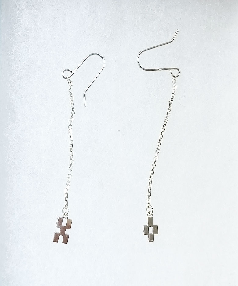 【SALE】沖縄手作銀細工「琉」 / 八重山ミンサー柄透彫耳飾両耳