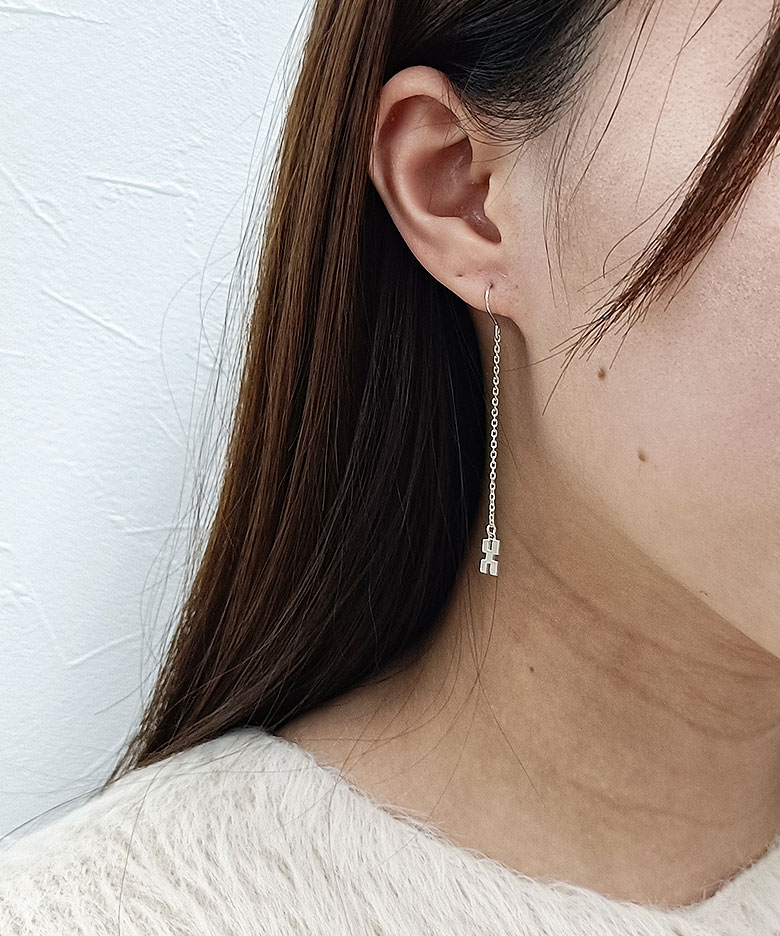 【SALE】沖縄手作銀細工「琉」 / 八重山ミンサー柄透彫耳飾両耳