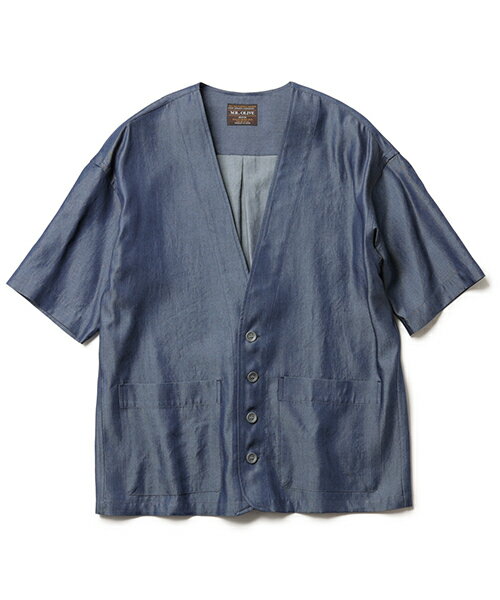 MR.OLIVE / TENCEL WASHABLE DENIM / HALF SLEEVE CARDIGAN　ミスターオリーブ/テンセル ウォッシャブルデニム/ハーフスリーブカーディガン