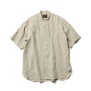 MR.OLIVE / FRENCH LINEN CLOTH / BAND COLLAR S/S SHIRT ミスターオリーブ/フレンチリネンクロス/バンドカラー ショートスリーブシャツMROLIVE ゆったり ボックスシルエット セットアップ ユニセックス ノーカラー 麻